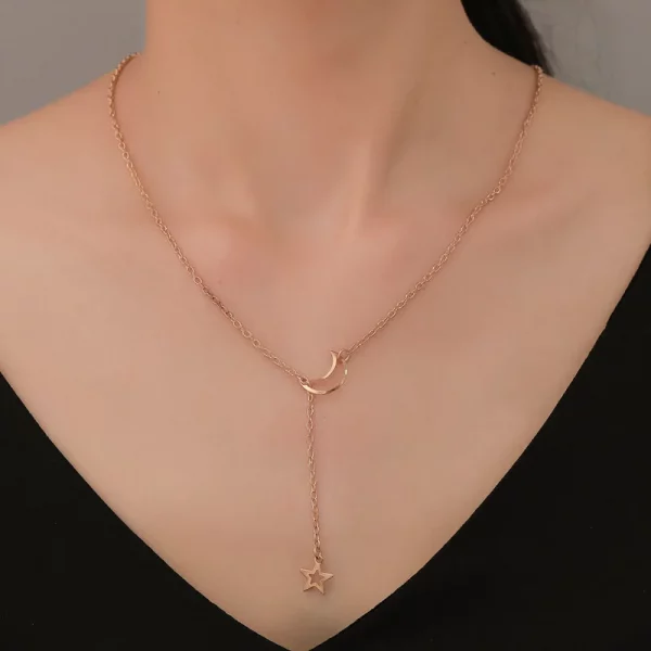 colgante luna y estrella Simple para mujer. Women's necklace - Image 5