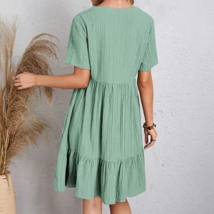 kf-S42856e9cf18b4405b18a58c4fc1b8781S-Minivestido-plisado-de-manga-corta-para-mujer-vestido-liso-con-volantes-informal-cuello-en-V-Vintage