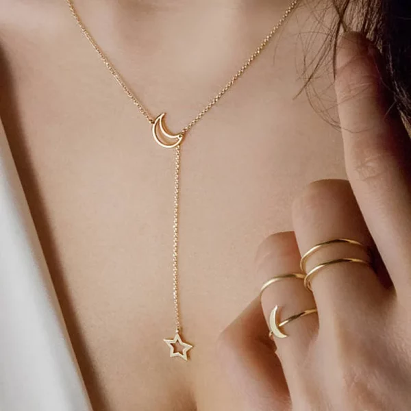 colgante luna y estrella Simple para mujer. Women's necklace - Image 2