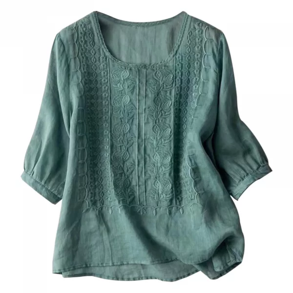 Blusa de algodón y lino para mujer